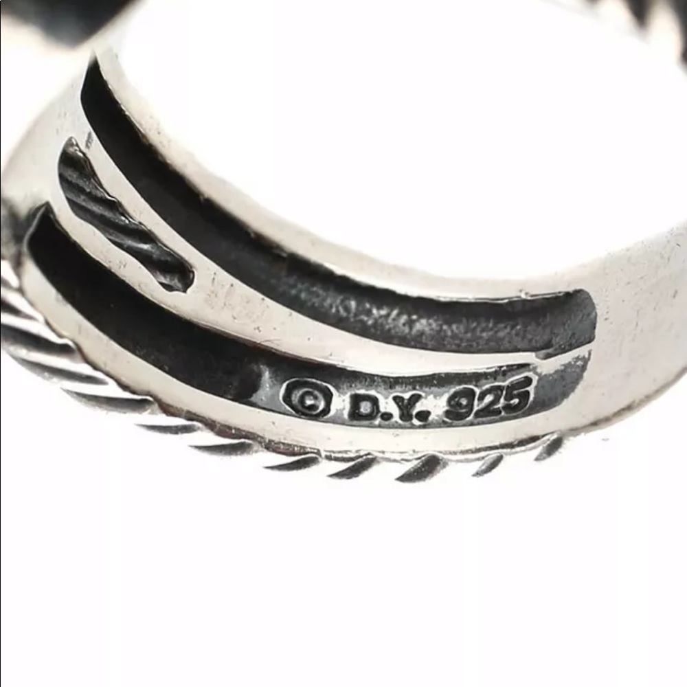 DAVID YURMAN onyx silver diamond albion ring 6.25 - Picture 7 of 8